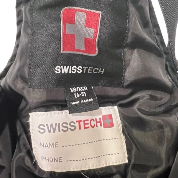 SwissTech Kids Snow Bib Overalls XS 4-5 Black Waterproof Winter Sledding Gear - Picture 3 of 10